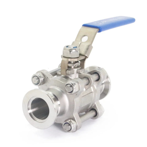 Vacuum ball valve, QiiMii stainless steel 304 with locking clamp KF-25, blue handle