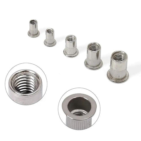 Stainless Steel Rivet Nuts Kit 77 Pcs Five Sizes 8-32 10-24 1/4-20 5/16-18 3/8-16 Threaded Insert Nutserts Rivnuts For Automotive DIY Projects