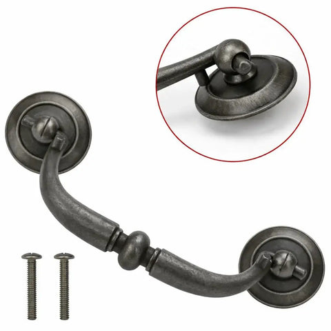 Vintage Style Bail Drop Cabinet Pulls 3.25 Inch Center Spacing 82mm Antique Dark Brass Bronze Oil Rubbed with screws