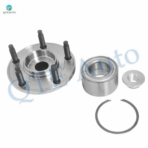 Pair Of Front Wheel Hub Bearing Assemblies For Ford Escape 2001 To 2012 Also Fits Mazda Tribute 2001 To 2006 2008 2011 And Mercury Mariner 2005 To 2011 Direct Fit 100 Percent Accuracy 2 Piece Set components laid out
