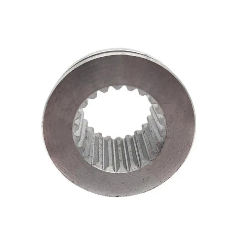 Top view of cam clutch shifting sleeve kit, metallic steel cylinder with internal splines