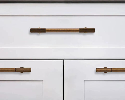 Antique Brass Heavy Duty Cabinet Pulls Ten Pack With 3 Inch Hole Center on white kitchen drawers