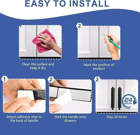 Step-by-step guide to install Six Pack Plastic Adhesive Cabinet Handles Self Stick Drawer Pulls No Drill Damage Free Installation