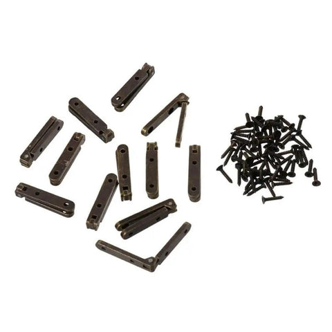 Miniature Cabinet Drawer Hinges 12 Pack 1.18 Inch 90 Degree Bronze Zinc Alloy Jewelry Box Chest Hinge with screws