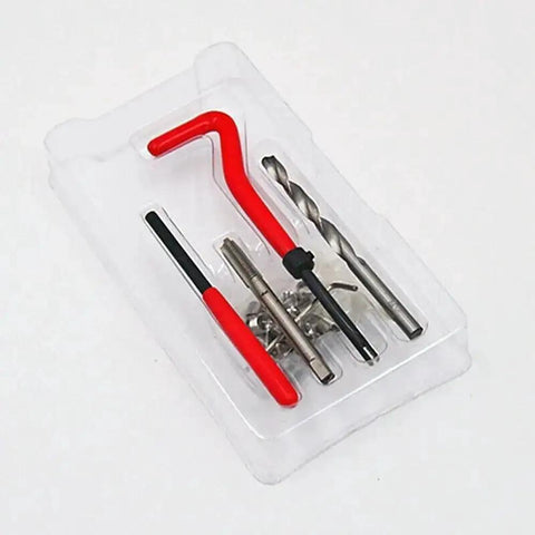 25 Piece Thread Repair Insert Kit For Damaged Auto Threads M6x1.0x8.0mm With Coiled Screw Thread Inserts in plastic case