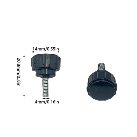 Side and front view of 40Pcs M4 X 10 Mm Threaded Knurled Thumb Screws For Monitor Vesa Mounts With Carbon Steel Clamping Knobs.