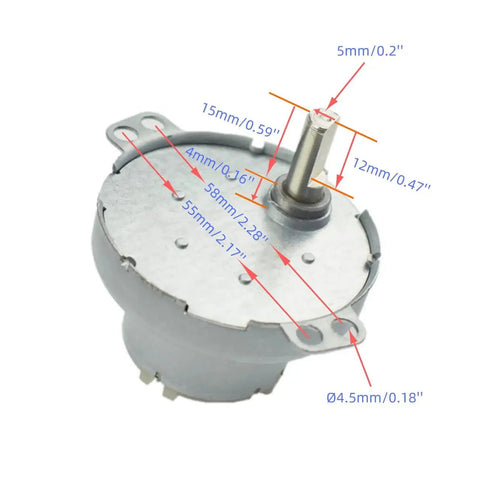 12V DC Geared Motor JS-50 With D Shaft 70 RPM CW CCW Direction Low Noise Iron Shell POM Plastic Gears 7mm Shaft Diameter