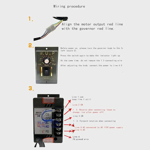 Wiring procedure for Beefy Torque 110V 6W Electric Single Phase Gear Motor with Variable Speed Controller and Adjustable Governor