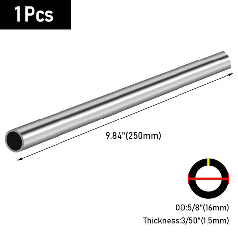 304 stainless steel seamless tube, 5/8 in OD, thick-wall 1.5 mm, 9.8 in long, 1 pc
