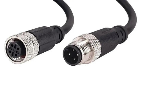 Industrial Grade M12 ACoded 4Pin Sensor Cable, waterproof male to female connector for automation, robotics, and machinery.