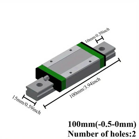 Diagram of MGN Type Guide Rail Kit For Pro Grade Linear Motion With High Precision And Smooth Friction 100mm, dimensions shown.