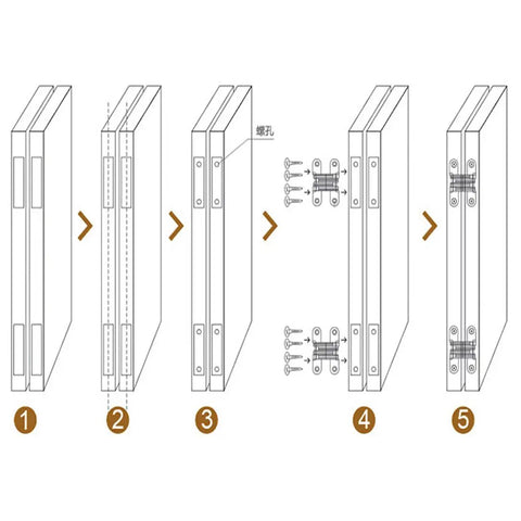 Diagram of Two Pack Sleek Concealed Cross Hinge For Cabinets And Front Doors 180 Degree Hidden Hinge installation.
