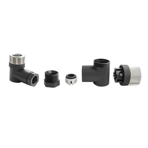 M12 4 Pin Female Connector D Code IP67 Waterproof Right Angle Industrial Circular Sensor Connector For PG7 Cable Disassembled