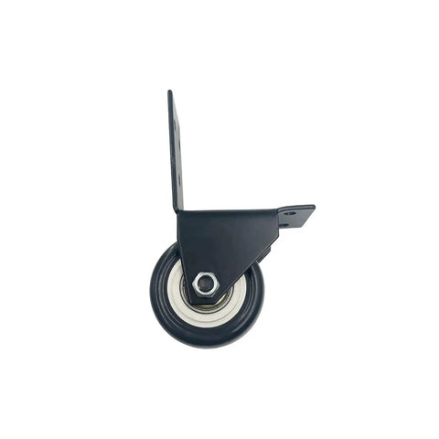 2 Pack Black Side Mount Casters With L Plate 2 Inch Fixed Non Swivel Wheels Silent Replacement For Luggage Furniture Doors Gates Includes 10 Mounting Screws Iron Rubber Construction