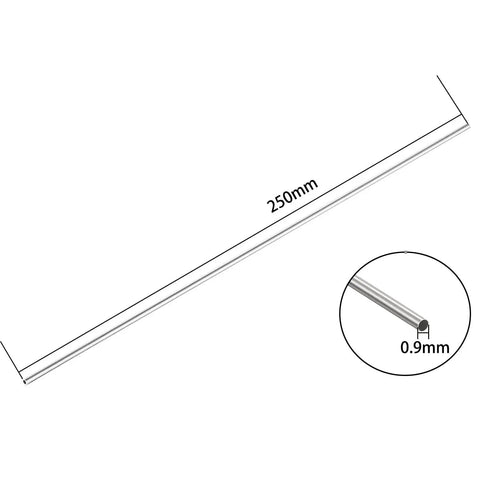 Diagram showcasing 4 Pack 304 Stainless Steel Capillary Tubing, 250mm Length, highlighting measurements and material details.