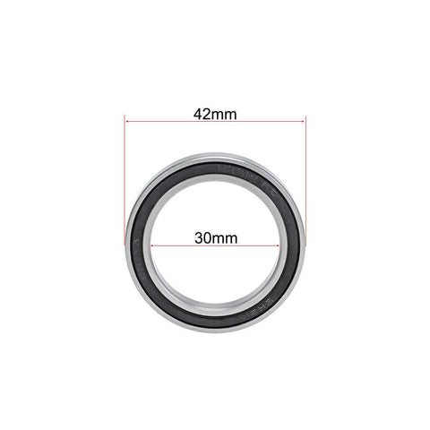 Deep groove sealed ball bearing 6806-2RS 30 mm ID x 42 mm OD x 7 mm width, shown with diameter dimensions, pack of 2.