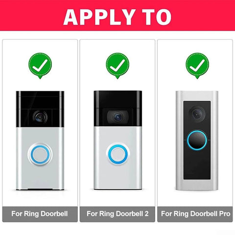 Image showing compatibility of Security Screws And Screwdriver Kit For Ring Doorbell 2 And Ring Doorbell Pro with three doorbell models.