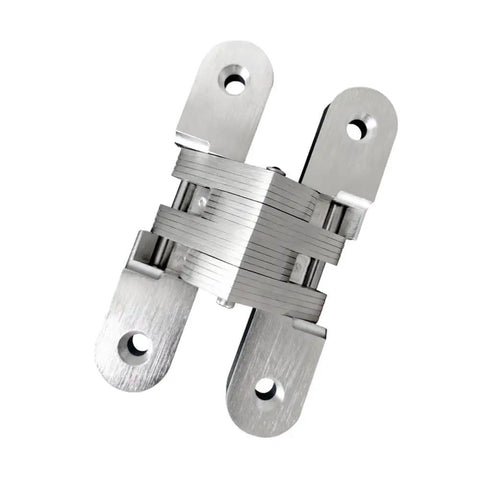 Two Pack Concealed Hidden Hinges For Cabinets And Furniture, 180 Degree Cross Hinge, Zinc Alloy With Stainless Steel, 13x45 Mm