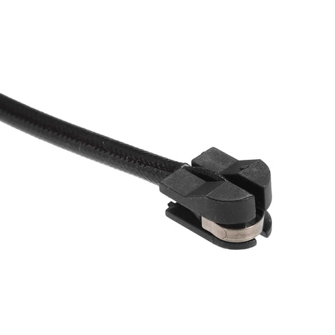 ACROPIX front brake pad electronic wear sensor, black with metal contact clip; close-up view