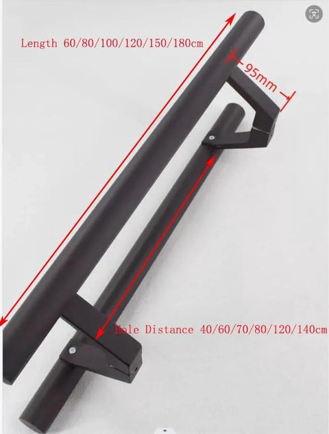 Offset Door Pull Handle For Sliding Doors And Front Entry, Long Matte Black Door Grab Bar, Modern Heavy Duty Gate Hardware