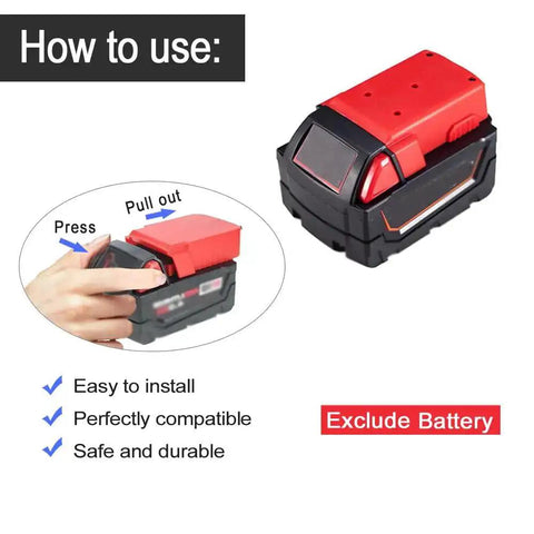 User demonstrating battery installation for Heavy Duty Jumper Cables With Alligator Clips For Milwaukee M18 18V Batteries Silicone 8AWG Wire 2 Ft Booster
