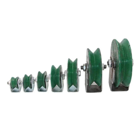 Built Tough Heavy Duty Castor Wheel With V Groove Track Wheel Cast Iron Directional Sheave Double Bearing side view display