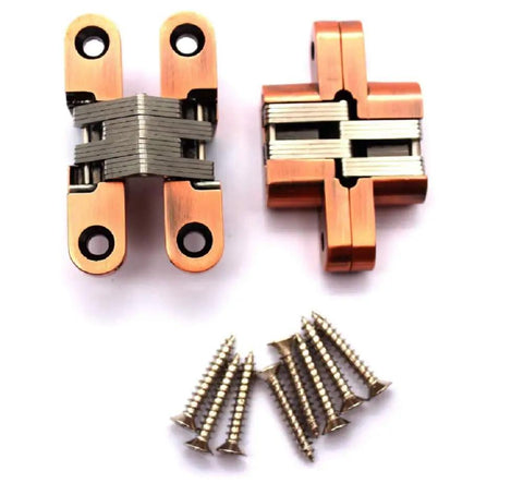 Heavy Duty Hidden Hinges For Heavy Doors And Folding Doors 180 Degree Flat Cross Hinges 1 Pair With Screws shown