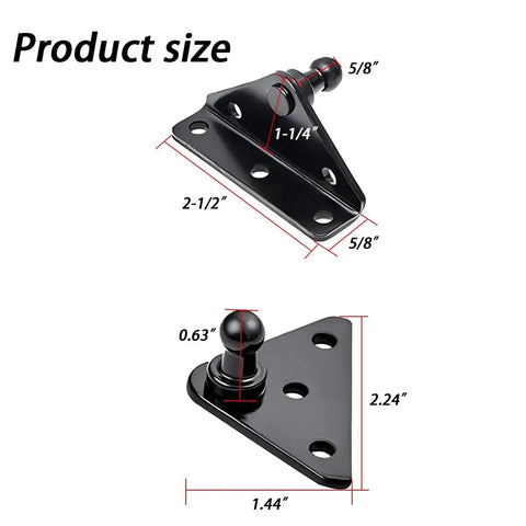 10Mm Ball Stud Mounting Bracket Kit 4 Flat Type Mounts With 16 Screws Beefy Iron Construction Auto Accessory dimensions shown