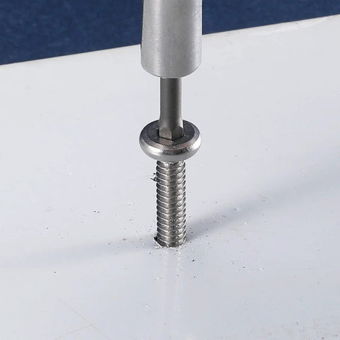 12 By 1 Inch Stainless Steel Flat Head Socket Cap Screws 100 Pack With Allen Hex Drive Self Tapping Fasteners Installed in Surface