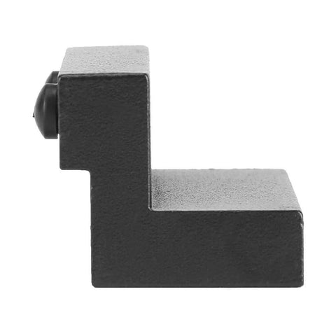 Side view of Heavy Duty Barn Door Stopper With Adjustable Floor Track Roller, wall-mounted, rubber-covered, fits 40mm wide 6mm thick tracks.