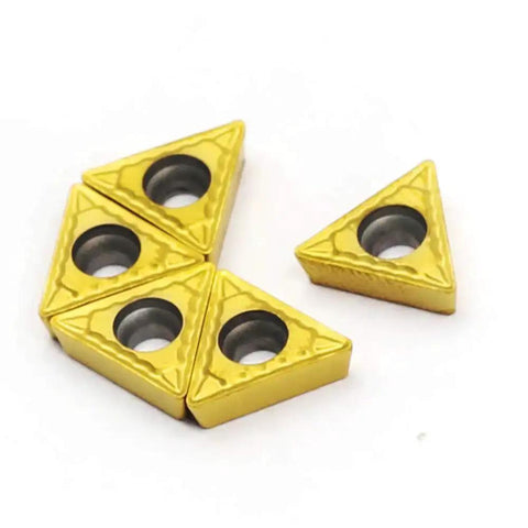 Carbide Turning Inserts for CNC Lathe TCMT090204 Three Thirty Seconds Thick One Sixty Fourth Radius Seven Degree Relief Tin Coated, pack of five