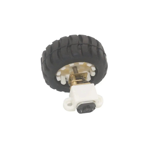 Close-up of Dope DIY Toy Robot Motor Kit with 12V DC Electric Motor, fixed frame plastic wheel set, high torque for robotics projects.