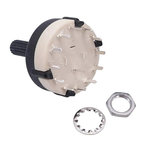 Rotary Switch RS26 1P12T 12 Position Band Selector Switch for radio and DIY electronics with hardware components visible.