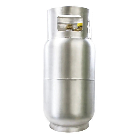 Aluminum 33.5 Lb Forklift Propane Tank With Integrated Gauge Durable Lightweight front view showing aluminum material