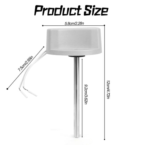 Side view of Discharge Air Temperature Sensor C7735A1000 Replacement for HVAC Systems showing dimensions and gray casing.