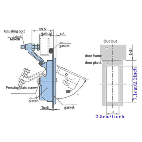 Diagram of Two Pack Compression Latch Lock For RV Camper Cupboard Doors With Key showing dimensions and installation.