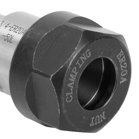 Close-up of Long Reach CNC Milling Tool Extension Holder With Three Quarters Inch Shank 50mm ER20A-50L for deep hole machining.