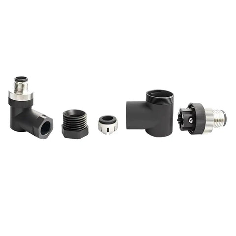 M12 5 Pin Right Angle Field Wireable Connector A Coding Circular IP67 Sensor Connector For PG7 Cable parts display