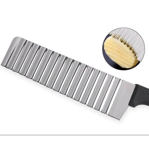 Two Piece Stainless Steel Crinkle Cut Slicer Set For Potatoes Fruits And Vegetables Wavy Blade Potato Cutter Chopper