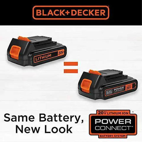 Black+Decker lithium ion 20V batteries comparison with PowerConnect system for 20V Cordless Drill Driver Kit With 100 Piece Bit Set