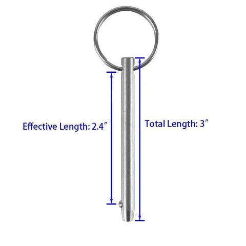 Two Pack Quick Release Pin For Bimini Tops And Boat Tops In Marine Grade 316 Stainless Steel With Spring Loaded Ball Tip Quarter Inch Diameter