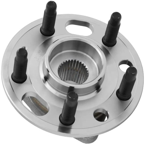 Close-up view of a 2 Pack Wheel Hub Bearing Assembly For GM Cars Beefy Heavy Duty Front And Rear OEM Replacement Kit for Regal, showing bolt studs.