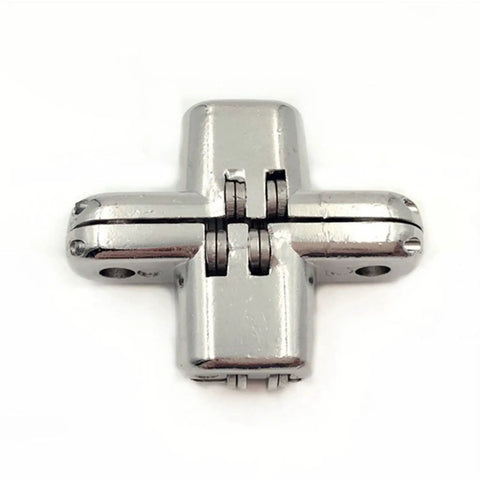 2-Piece Go-To Hidden Cross Hinge Set For Cabinets And Folding Doors, Stainless Steel Invisible Concealed Hinge, Front View