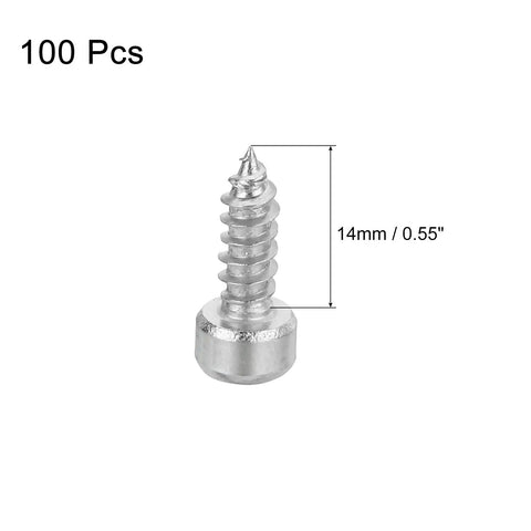 M4x14mm Stainless Steel Self Tapping Hex Socket Head Cap Screws 100 Pack 304 Grade Hex Drive Silver For Wood Metal Plastic