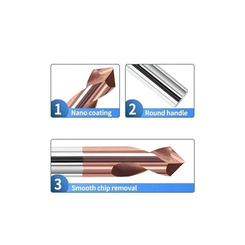 Carbide Spot Drill Bit Set For Metal Chamfering And Drilling Guide Tool With Centering Angles At 60 90 120 Degrees Tungsten Steel Construction