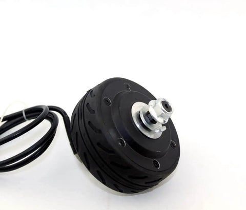 4 Inch Brushless Hub Motor For Electric Scooters, 200W Gearless Wheel, close-up view with cables and mounting bolts visible