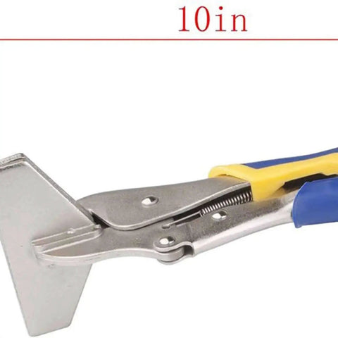 Heavy Duty Sheet Metal Hand Seamer And Locking Pliers Set For Home Use, shown with 10in measurement, durable steel construction