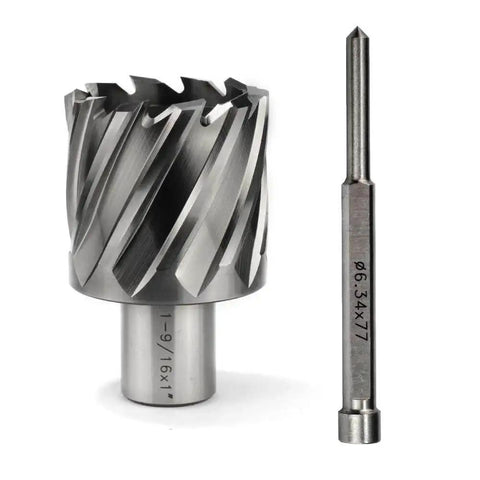 Annular Cutter For Magnetic Drill Press 1-9/16 Inch Cutting Diameter And 1 Inch Depth Of Cut 3/4 Inch Weldon Shank With Two Flat Pilot Pin