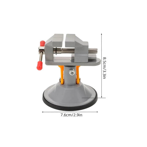Front view of Multi Functional Rotating Bench Vise With Swivel Tabletop Clamp For Woodworking And DIY Projects A Heavy Duty Workholding Fixture Delivering A Rock Solid Grip And Easy Clamp On Versatile Clamp On Vise For Repairs And Crafting showing measurements.