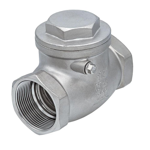 UNOX 1-inch stainless steel swing check valve, threaded, SS304 CF8 for water and air compressors